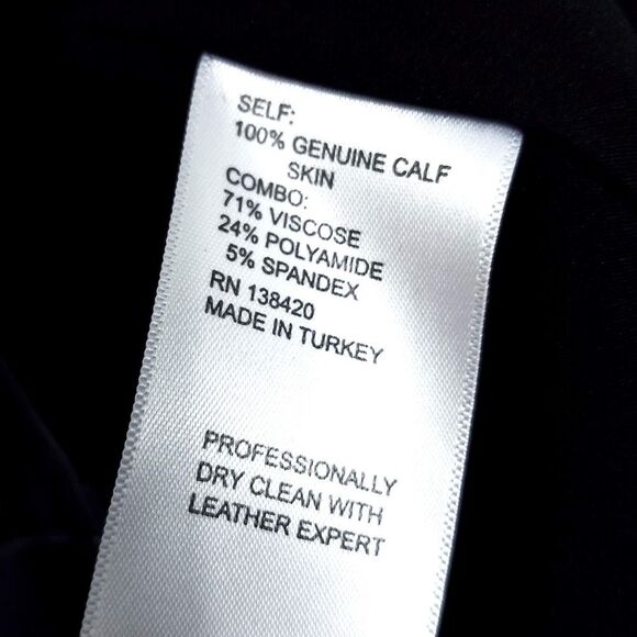 Per Se Carlisle Blue Leopard Print Genuine Fur & Black Ponte Knit Jacket Size 0 - Picture 8 of 8